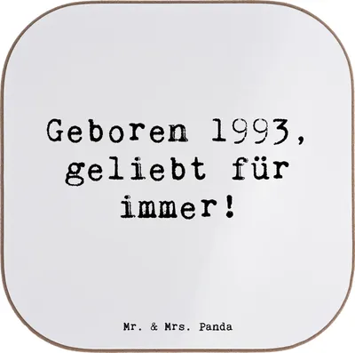 Produktbild von Mr. & Mrs. Panda Untersetzer für Gläser Spruch 1993 Geburtstag - Weiß - Geschenk, Tasse, Geburtstagsgeschenk, Jubiläum, Tischuntersetzer, Coaster, Liebe, handgefertigt