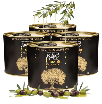 Zdjęcie produktu dla Kanakis | Oliwa z oliwek 4x3 L - Tłoczona na zimno - Z Grecji - Extra Virgin - EVB - Wysoka zawartość polifenoli - Bez goryczki