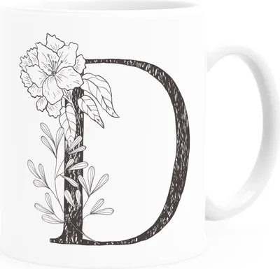 Produktbild von Kaffeetasse Monogramm Initiale Geschenk-Motiv Tasse personalisierte Namenstasse personalisierte Geschenke SpecialMe® D weiß Keramik-Tasse