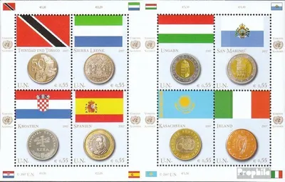 Produktbild von Briefmarken UNO - Wien 2007 Mi 489-496 Kleinbogen (kompl.Ausg.) gestempelt Flaggen und Münzen