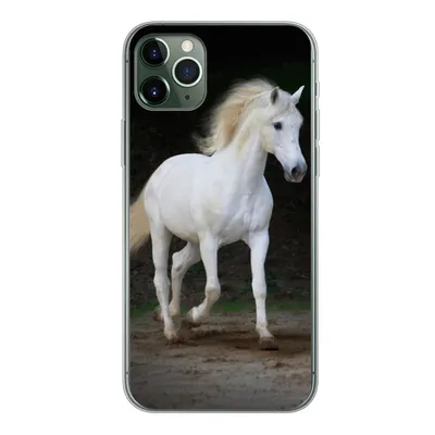 Produktbild von MuchoWow® Handyhülle Schutzhülle Hülle für iPhone 11 Pro Max Pferde - Sand - Dunkel Silikon Softcase Handy Hülle - Schutz