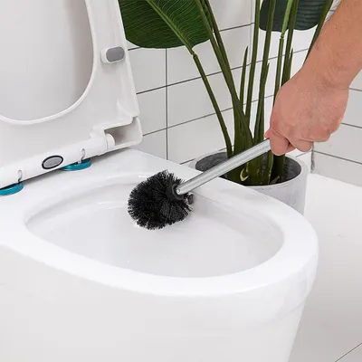 Zdjęcie produktu dla Czarna szczotka do WC z wymienną szczotką, stalowa i trwała