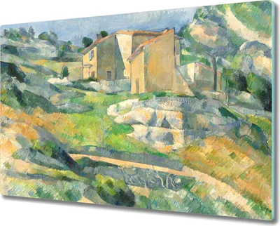 Produktbild von Coloray Herdabdeckplatte 80x52 cm Schneidebrett Kochplattenabdeckung Küchenbrett Hackbrett - Malerei Häuser