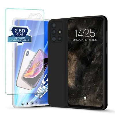 Produktbild von Liquid Silikon Hülle für Samsung Galaxy A51 - Farbe: Schwarz - Modellkompatibilität: Für Samsung Galaxy A51 - Displayglas: Mit 9H Displayglas