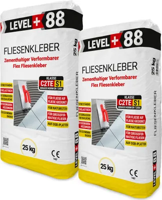 Produktbild von Fliesenkleber Flexkleber 50kg Flexmörtel C2TES1 Innen Außen Naturstein Fliesen L+88
