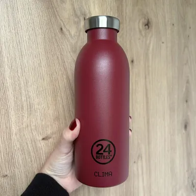 Image de 24Bouteilles Clima, 500 ml, usage quotidien, rouge, acier inoxydable, rouge pays, adulte