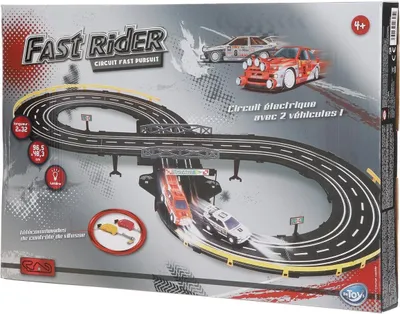Produktbild von JJA Fast Rider Autorennbahn 2,32 M lang,2 Autos mit Licht,Batteriebetrieb und Funksteuerung