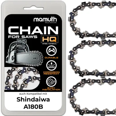 Immagine prodotto di 3 catene per motosega, lunghezza 45 cm, passo 1,5 mm, larghezza 0,325", 72 maglie, compatibili con Shindaiwa A180B