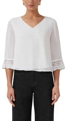 Produktbild von s.Oliver Damen Bluse – Chiffon, V-Ausschnitt, 3/4-Ärmel, Relaxed Fit