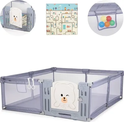 Produktbild von Chipolino Laufstall Amico Set Spielmatte 180 x 200 cm Halteringe Türe ab 1 Jahr grau