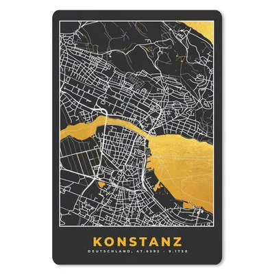 Produktbild von MuchoWow® Mauspad Mousepad Konstanz - Gold - Stadtplan - Deutschland - Karte 18x27 cm - Mousepads - Maus Mat - Pad - Mausunterlage
