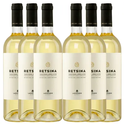 Produktbild von Retsina Lafazanis 6x 0,75l | Geharzter Weißwein aus Griechenland | 11% Vol.