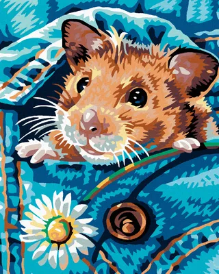 Produktbild von Diamondi - Diamond painting - HAMSTER MIT MARGERITE, 40X50 cm, mit Keilrahmen (bereits gespannt)