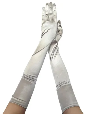 Productafbeelding van Krautwear dames satijnen handschoenen, feestelijke handschoenen (52 cm), verkrijgbaar in diverse kleuren (1, zilver, one size)