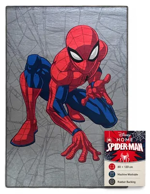 Produktbild von Disney Marvel Spider-Man Kinderteppich 80x120 cm – Rutschfester Spielteppich mit Schaumstoff-Polsterung, Weicher Jungenteppich für Kinderzimmer, 100% Polyester, Grau Motivteppich