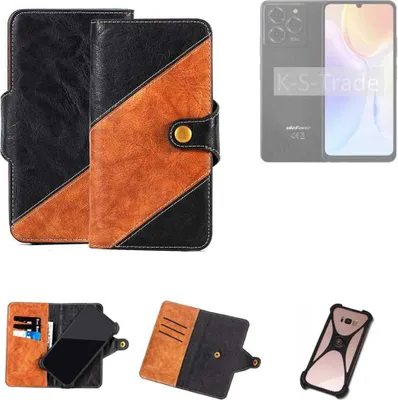 Produktbild von K-S-Trade Handyhülle Schutzhülle Bookstyle Case Wallet-Case kompatibel mit Ulefone Note 20 Pro Handy Cover Bumper Klapphülle schwarz hellbraun 1x