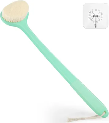 Image de Brosse dorsale avec poignée antidérapante de 43 cm, brosse humide et sèche, nettoyage du corps