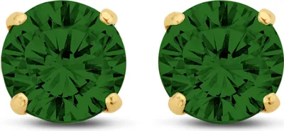 Produktbild von New Bling 9NBG-0572 Gouden Oorknopjes met Zirkonia 5mm - Groen - Rond - 14 Karaat - Goud