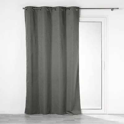Image de Rideau occultant à oeillets en jacquard Darko - Gris anthracite - 140 x 260 cm