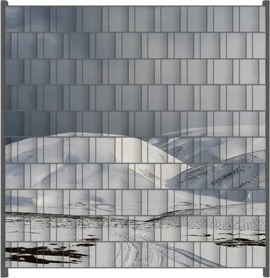 Produktbild von Wallario Zaunsichtschutz mit Motiv Schneebedeckte Hügel am Meer für Ein- und Doppelstabmatten Zäune in der Größe 200 x 200 cm