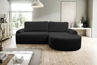 Produktbild von VENASI DREAM Rechts Ecksofa mit Schlaffunktion und Bettkasten Eckcouch Sofa L Form Schlafsofa SCHWARZ