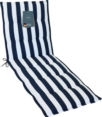 Produktbild von LILENO HOME Sonnenliege Auflage als [1er Set - Rollliege] in Blockstreifen Blau - Gartenliegen Auflage perfekt für Strandliege - Polster Auflage für Gartenliege (188x60x5cm)