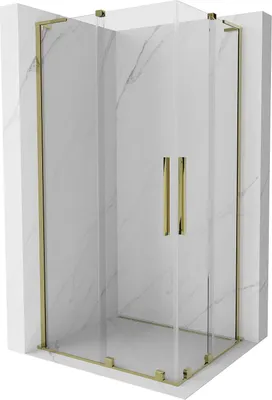 Image de Mexen Velar L Duo Cabine de douche Porte coulissante 100 x 90 cm, transparente, or - 871-100-090-02-03-50