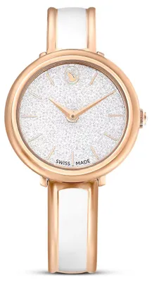 Image de Swarovski Crystalline Bangle Uhr, Schweizer Produktion, Metallarmband, Weiß, Roségoldfarbenes Finish CRYSTALLINE BANGLE WATCH:MB WHI//PRO 5689324 9009656893241