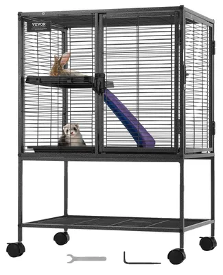 Immagine prodotto di VEVOR Gabbia per furetti in metallo arrotolabile da 34", grande, a 2 livelli con rampa e vassoio, facile da montare per ratti, criceti, porcellini d'India, cincillà, scoiattoli, ricci, conigli