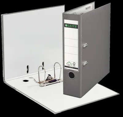 Produktbild von Leitz Plastic Lever Arch File A4 80mm 180°, 81 mm, 320 mm, 487 g, Grau