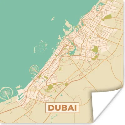 Produktbild von MuchoWow® Poster Dubai - Karte - Stadtplan - Vintage 100x100 cm - Babyzimmer