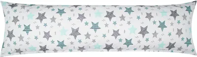 Produktbild von Baumwoll Renforcé Seitenschläferkissen Bezug 40x145cm - Sterne mit kreisen und Punkten in Weiß - 100% Baumwolle Stillkissenbezug (KY-560-1)