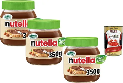 Produktbild von Italian Gourmet bundle für Nutella plant based pflanzlichen Schoko-Haselnuss-Aufstrich 3x350g, vegan, cremig, pflanzenbasiert Brotaufstrich & Desserts, Frühstück & Snacks + Italian Gourmet polpa