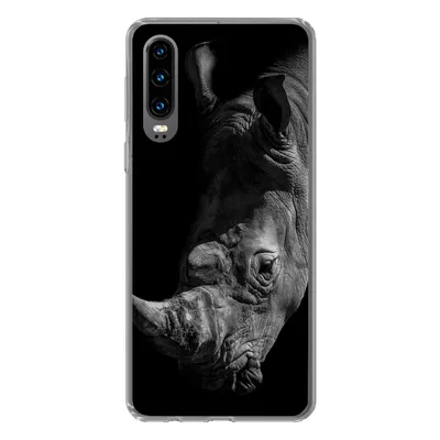 Produktbild von MuchoWow® Handyhülle Schutzhülle Hülle für Huawei P30 Nashorn - Wildtier - Porträt Silikon Softcase Handy Hülle - Kartenbesitzer