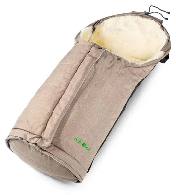 Produktbild von Fußsack aus Schafwolle - 40/45 x 82/94 cm - Verstellbar - Winddicht und wasserabweisend - Beige