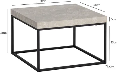 Immagine prodotto di Tavolino FineBuy 60x60x38 cm beige, tavolino da salotto dal design moderno, tavolino da soggiorno quadrato, tavolino da salotto piccolo, tavolino da caffè con gambe in metallo
