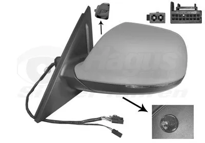 Produktbild von VAN WEZEL 0380827 Außenspiegel Seitenspiegel Links für AUDI Q5 (8RB) Asphärisch Beheizt mit Memory Grundiert