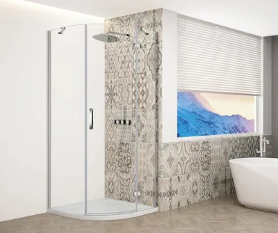 Productafbeelding van TRINITY Chrome douchecabine, kwartcirkelmodel, 900x900 mm, helder glas, rechts