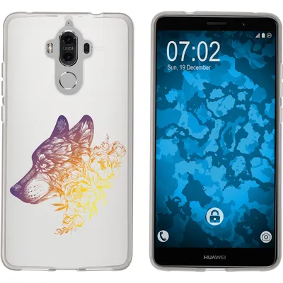 Produktbild von PhoneNatic Case kompatibel mit Huawei Mate 9 Silikon-Hülle Floral Wolf M3-3