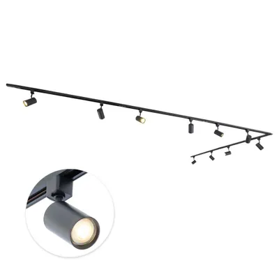 Produktbild von Qub Focus III - LED Schienensystem - Schwarz - 1-Phasen - 500cm - 10x GU10 Spots - L-Form