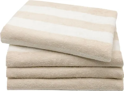 Produktbild von ZOLLNER 4er Set Handtücher, beige gestreift 50x100