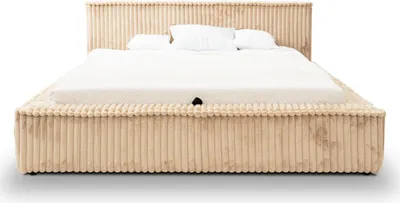 Produktbild von GRAINGOLD Schlafzimmerbett 180x200 Lago - Lattenrost, Kopfteil, Cordstoff - Doppelbett mit Bettkasten - Polsterbett - Beige - Vito 29