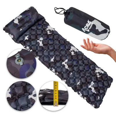 Zdjęcie produktu dla Materac dmuchany 190x58x5cm szaro-beżowy z poduszką