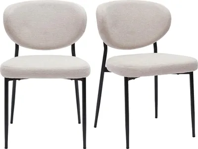 Produktbild von Miliboo - Stühle aus beigem samttexturiertem Stoff und schwarzem Metall (Set von 2) BREKA