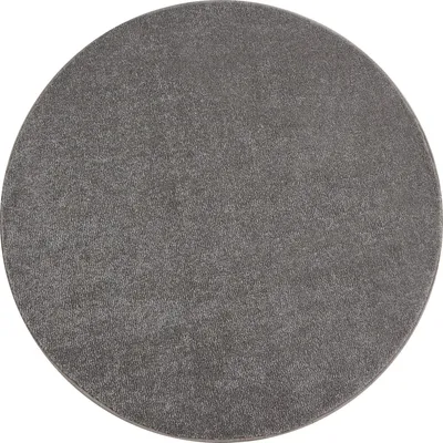 Image de Tapis rond unicolore beige pour salon, modèle Kurzflor, dimensions 160x160 cm
