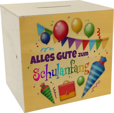 Produktbild von Alles Gute zum Schulanfang Spardose aus Holz zur Einschulung