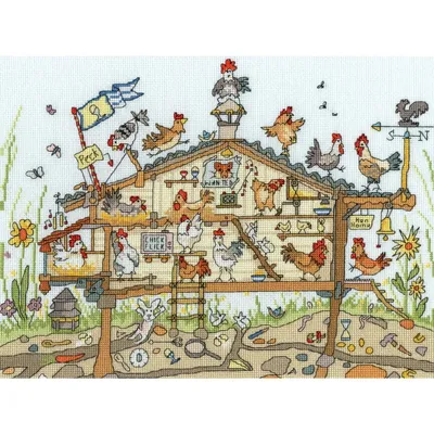 Obrázek produktu pro Souprava křížkového stehu Bothy Threads "Cut Thru Hen Home", počítaný vzor, XCT37, 35x26cm