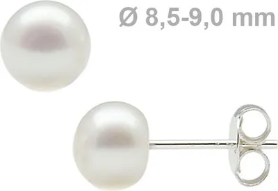 Produktbild von 8,5-9,0 mm Perlen Stecker Ohrstecker 925 Silber Süßwasser-Zuchtperlen weiß Perlenohrstecker für Hochzeit