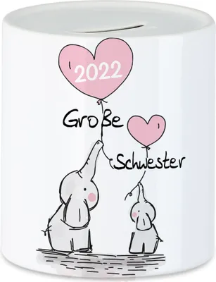 Produktbild von Ich werde Große Schwester 2022 Spardose Schwangerschaft Verkündung Geburt Big Sister Geschenk Elefant