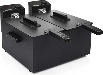 Produktbild von Princess 183028 Doppelfritteuse, Fritteuse, 6 l, 1,8 kg, 190 °C, Doppel, Schwarz